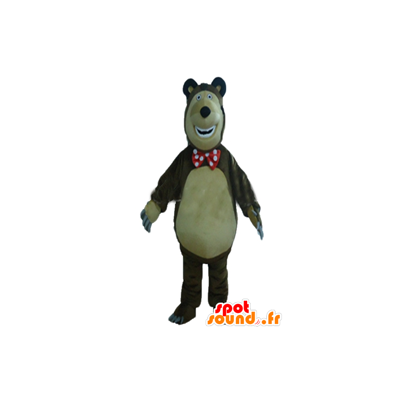 Maskot velké hnědé a béžové medvědi, baculatá a vtipné - MASFR23561 - Bear Mascot