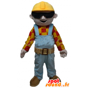 Mascot arbeider, timmerman in kleurrijke outfit - MASFR23563 - Human Mascottes