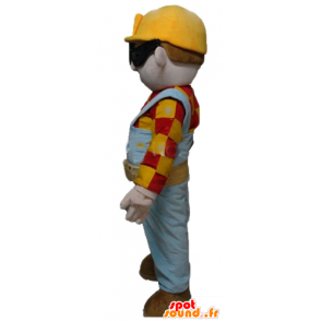 Maskot dělník, tesař v barevné oblečení - MASFR23563 - lidské Maskoti