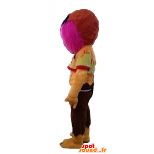 Mascotte de monstre rose et jaune, tout poilu - MASFR23564 - Mascottes de monstres