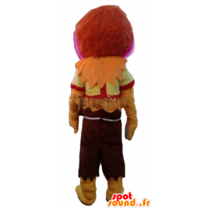 Mascotte monster roze en geel, al harige - MASFR23564 - mascottes monsters