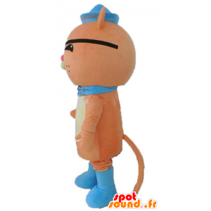 Oranje kat mascotte met oog patch en zeemanshoed - MASFR23567 - Cat Mascottes