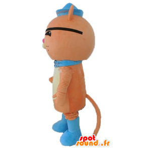 Mascote gato alaranjado, com um tapa-olho e um chapéu do marinheiro - MASFR23567 - Mascotes gato