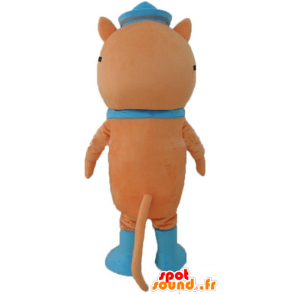 Mascote gato alaranjado, com um tapa-olho e um chapéu do marinheiro - MASFR23567 - Mascotes gato