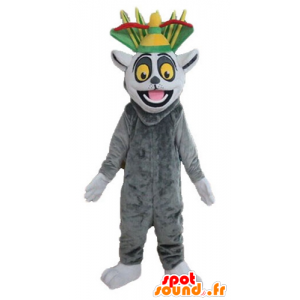 Mascot gray and white lemur, cartoon Madagascar - MASFR23568 - Mascots famous characters