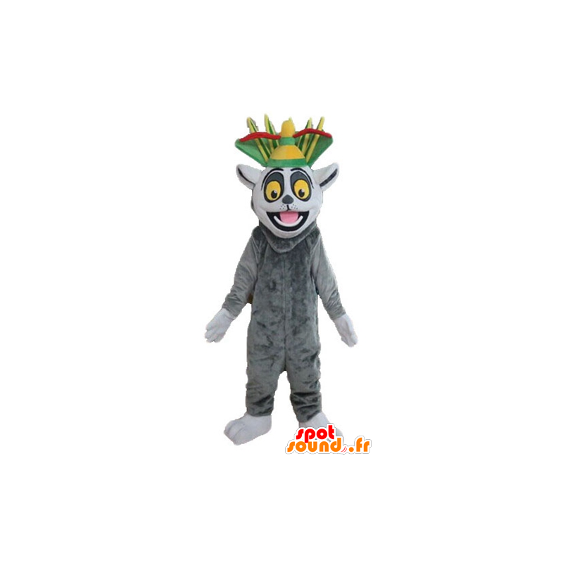 Mascot gray and white lemur, cartoon Madagascar - MASFR23568 - Mascots famous characters