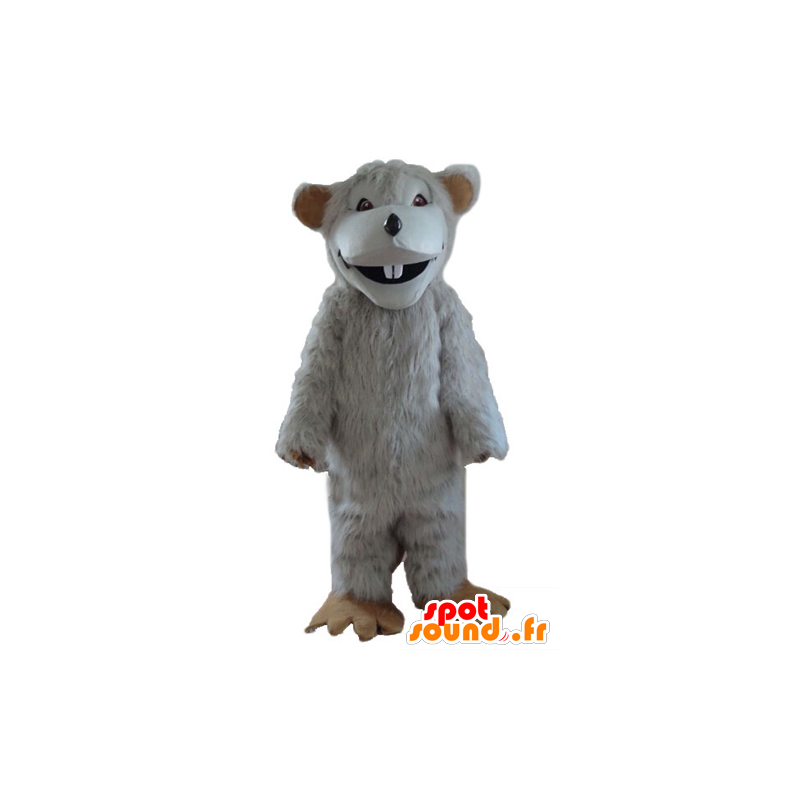 Mascotte de gros rat blanc, très poilu - MASFR23569 - Mascotte de souris