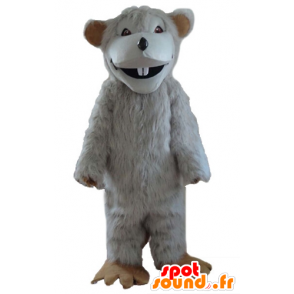 Mascotte grosso topo bianco, molto peloso - MASFR23569 - Mascotte del mouse