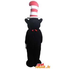 Mascotte d'ours noir et blanc, de souris, avec un grand chapeau - MASFR23570 - Mascotte d'ours