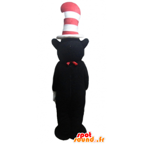 Maskotka z czarnego i białego niedźwiedzia, myszy, z wielkim kapeluszem - MASFR23570 - Maskotka miś