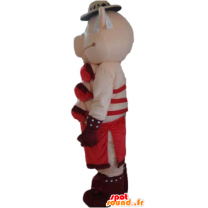 Mascote impertinente rosa com o roupa interior vermelho - MASFR23573 - mascotes porco