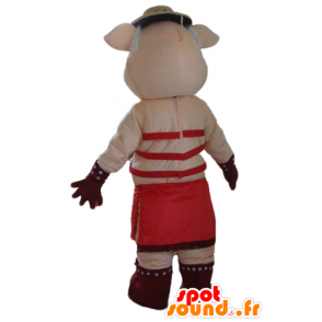 Mascote impertinente rosa com o roupa interior vermelho - MASFR23573 - mascotes porco