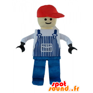 Lego mascotte, gekleed in blauwe overalls - MASFR23577 - Celebrities Mascottes