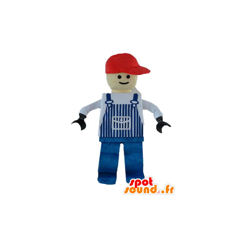Mascotte de Lego, habillé d'une salopette bleue - MASFR23577 - Mascottes Personnages célèbres