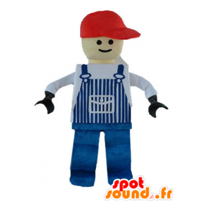 Mascotte de Lego, habillé d'une salopette bleue - MASFR23577 - Mascottes Personnages célèbres