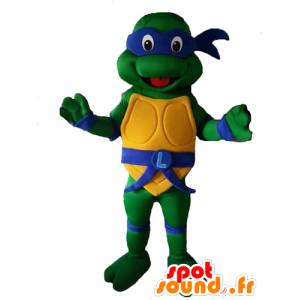 Mascot Leonardo, berømt ninja skildpadde, med et blåt bånd -