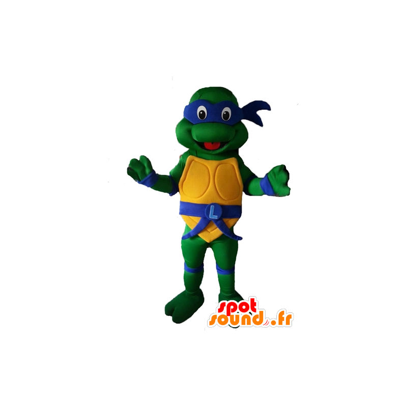 Mascotte de Léonardo, célèbre tortue ninja, au bandeau bleu - MASFR23579 - Mascottes Personnages célèbres