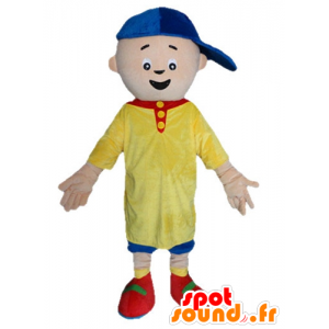 Lille dreng maskot, i gul og blå tøj - Spotsound maskot kostume