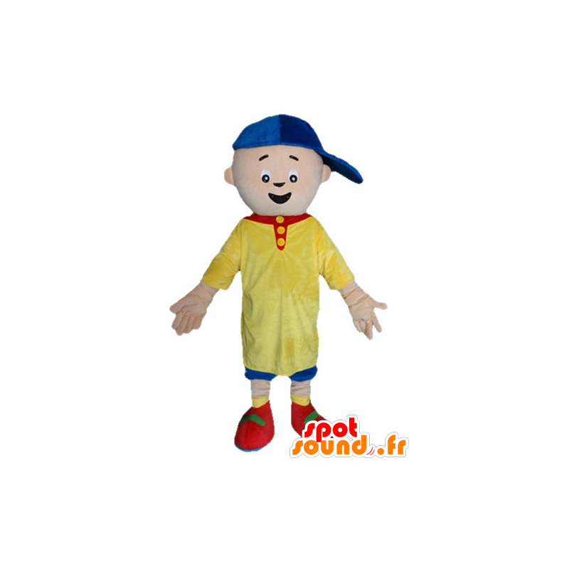Lille dreng maskot, i gul og blå tøj - Spotsound maskot kostume