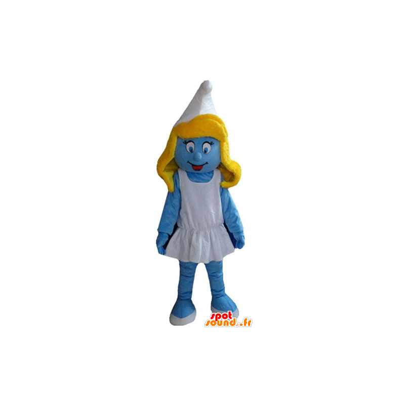 Smurfette maskotti, kuuluisa sarjakuva Smurffit - MASFR23583 - Mascottes Les Schtroumpf