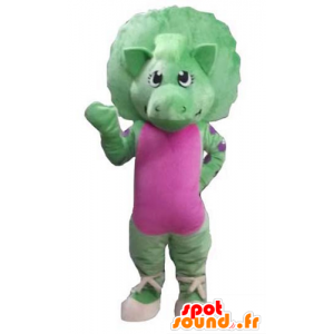 Mascot groen en roze dinosaurus, reus - MASFR23587 - Dinosaur Mascot