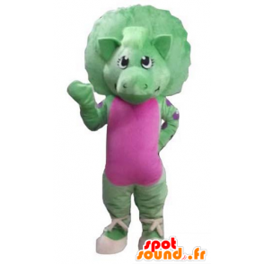 Mascot grønn og rosa dinosaur, gigantiske - MASFR23587 - Dinosaur Mascot