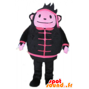 Mascotte de bonhomme, de singe noir et rose - MASFR23593 - Mascottes Singe