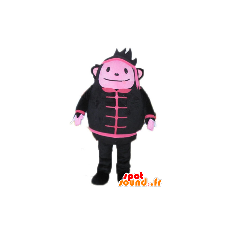 Mascota del muñeco de nieve, negro y mono rosado - MASFR23593 - Mono de mascotas