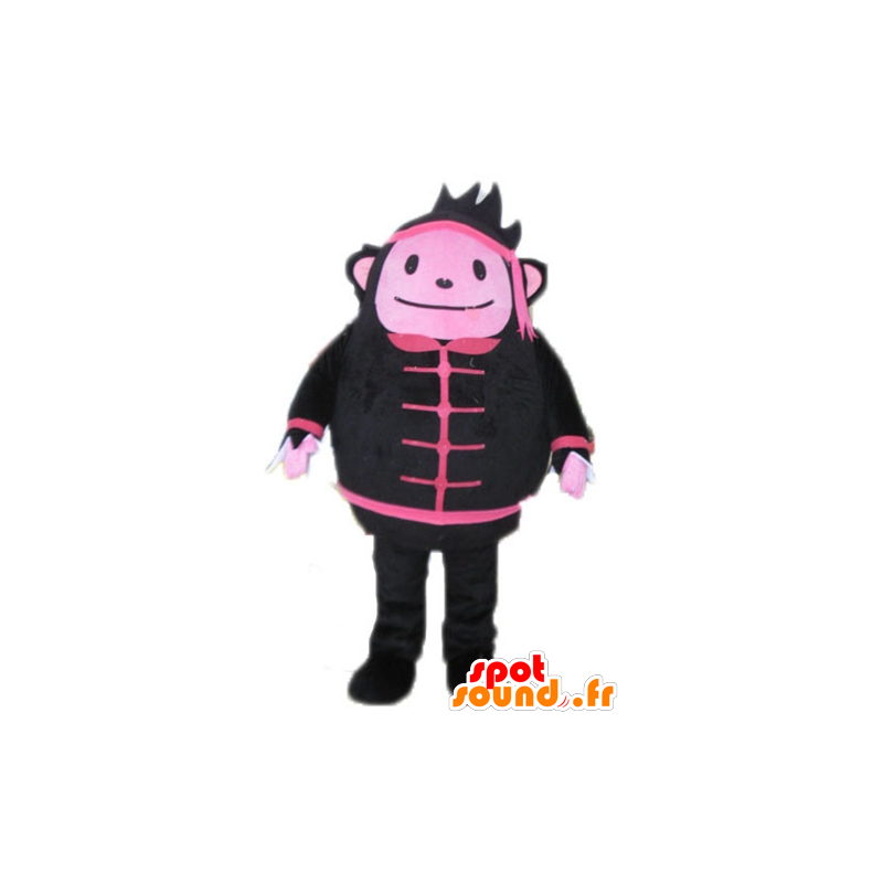 Sneeuwman mascotte, zwart en roze aap - MASFR23593 - Monkey Mascottes