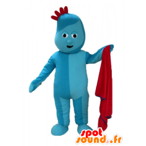 Mascotte blauw man, met een rode heuvelrug - MASFR23603 - Niet-ingedeelde Mascottes