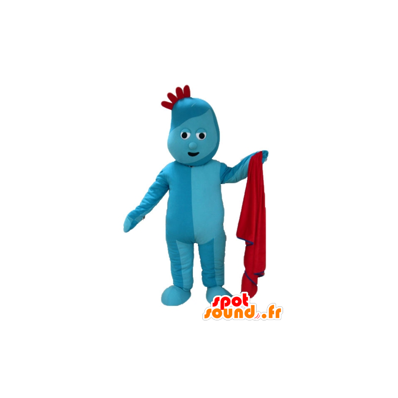 Mascot homem azul, com uma crista vermelha - MASFR23603 - Mascotes não classificados