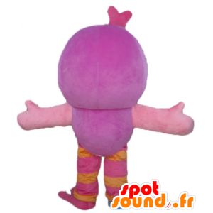 Gufo mascotte rosa, arancio e blu, molto divertente e colorato - MASFR23604 - Mascotte degli uccelli