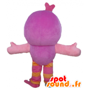 Gufo mascotte rosa, arancio e blu, molto divertente e colorato - MASFR23604 - Mascotte degli uccelli