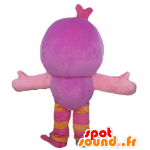 Owl mascot pink, orange and blue, very funny and colorful - MASFR23604 - Mascot of birds