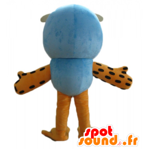 Mascot grande coruja azul e laranja com óculos - MASFR23605 - aves mascote