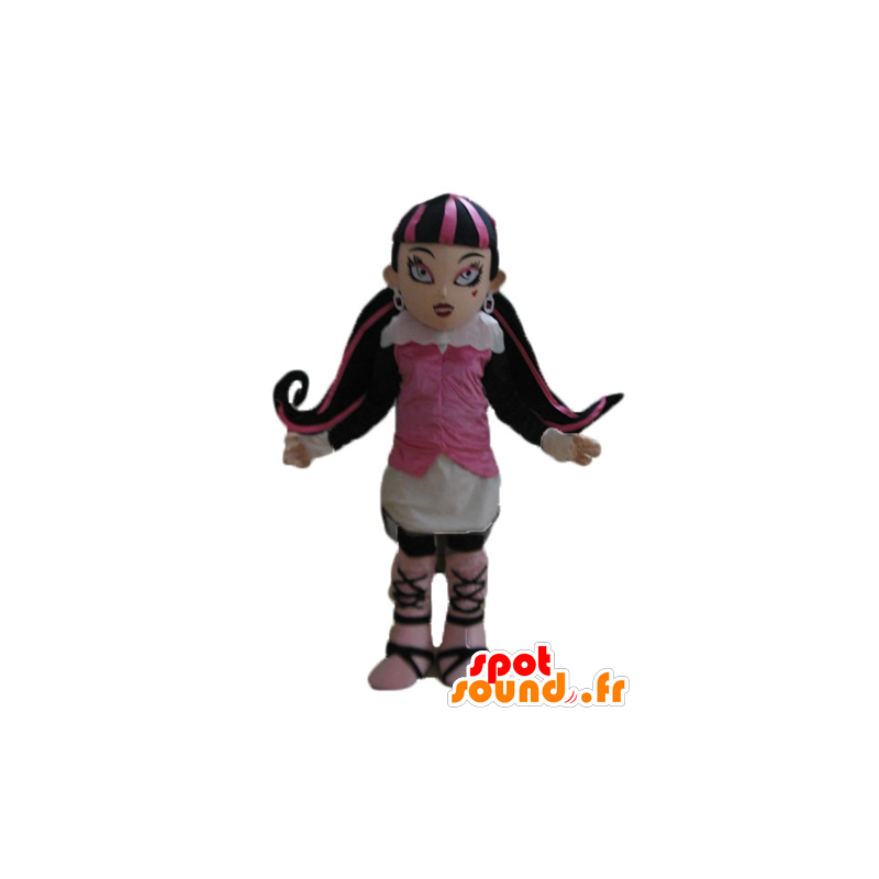 Gotisk flickamaskot med färgat hår - Spotsound maskot