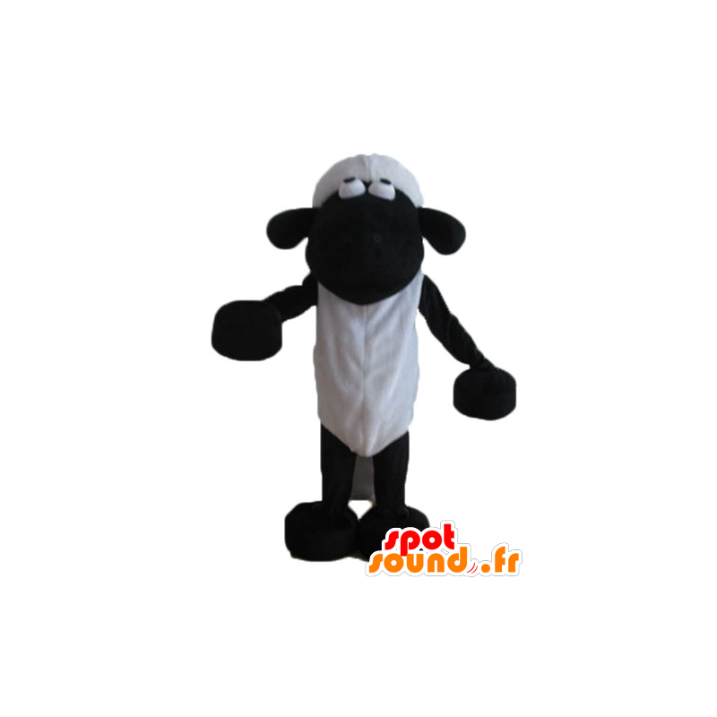 Mascot Shaun famoso desenho animado ovelhas preto e branco - MASFR23614 - Celebridades Mascotes