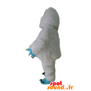 Maskot hvid og blå yeti, behåret monster - Spotsound maskot