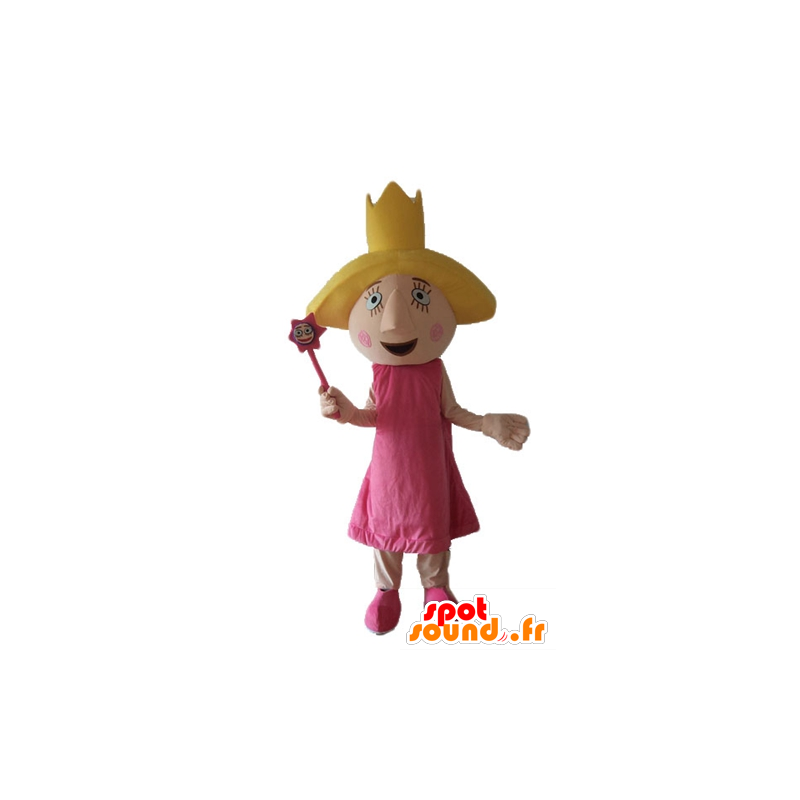 Mascotte de fée, de princesse, en robe rose, avec des ailes - MASFR23616 - Mascottes Fée