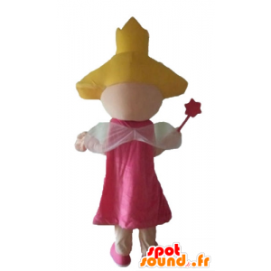 Keiju Mascot, prinsessa vaaleanpunainen mekko siivet - MASFR23616 - keiju Maskotteja