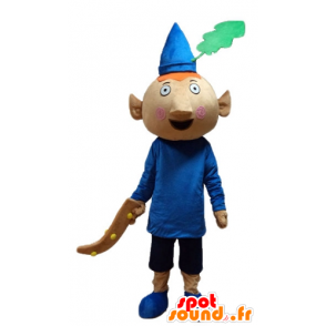 Red leprechaun mascot, dressed in blue dress, with a hat - MASFR23617 - Human mascots
