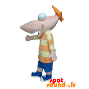 Mascotte de grand bonhomme rigolo et souriant - MASFR23619 - Mascottes non-classées