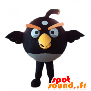 Mascot negro y pájaro amarillo, el famoso juego Angry birds - MASFR23623 - Personajes famosos de mascotas