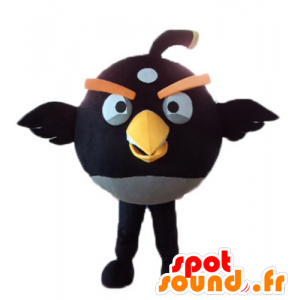 Nero mascotte e uccello giallo, il famoso gioco Angry Birds - MASFR23623 - Famosi personaggi mascotte