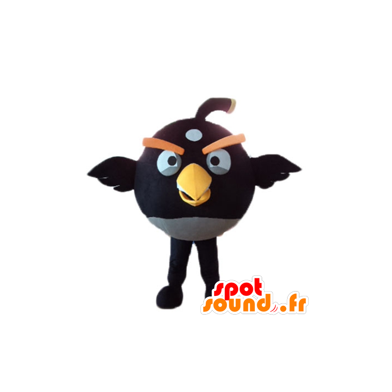 Mascot black and yellow bird, the famous game Angry birds - MASFR23623 - Mascots famous characters