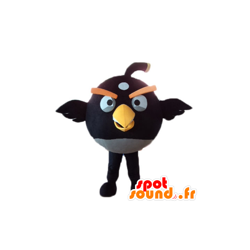 Nero mascotte e uccello giallo, il famoso gioco Angry Birds - MASFR23623 - Famosi personaggi mascotte