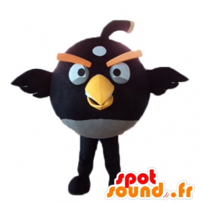 Mascot negro y pájaro amarillo, el famoso juego Angry birds - MASFR23623 - Personajes famosos de mascotas