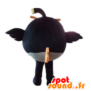 Mascotte d'oiseau noir et jaune, du célèbre jeu Angry birds - MASFR23623 - Mascottes Personnages célèbres