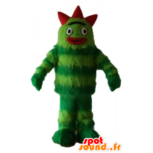 Grön monster maskot, tvåfärgad, alla hårig - Spotsound maskot