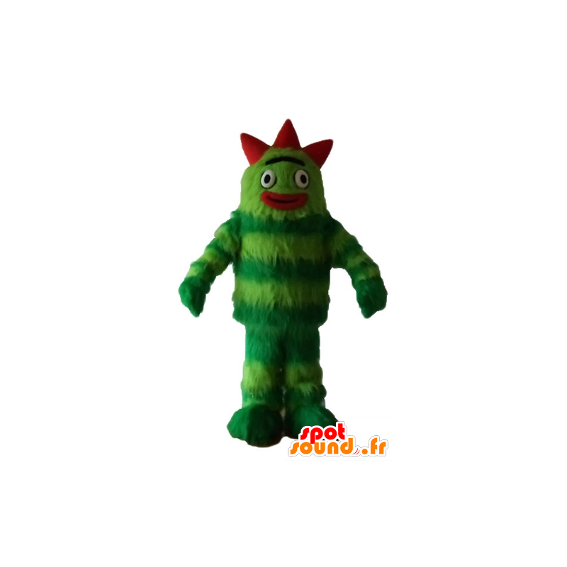 Green monster mascot, bicolor, all hairy - MASFR23635 - Monsters mascots